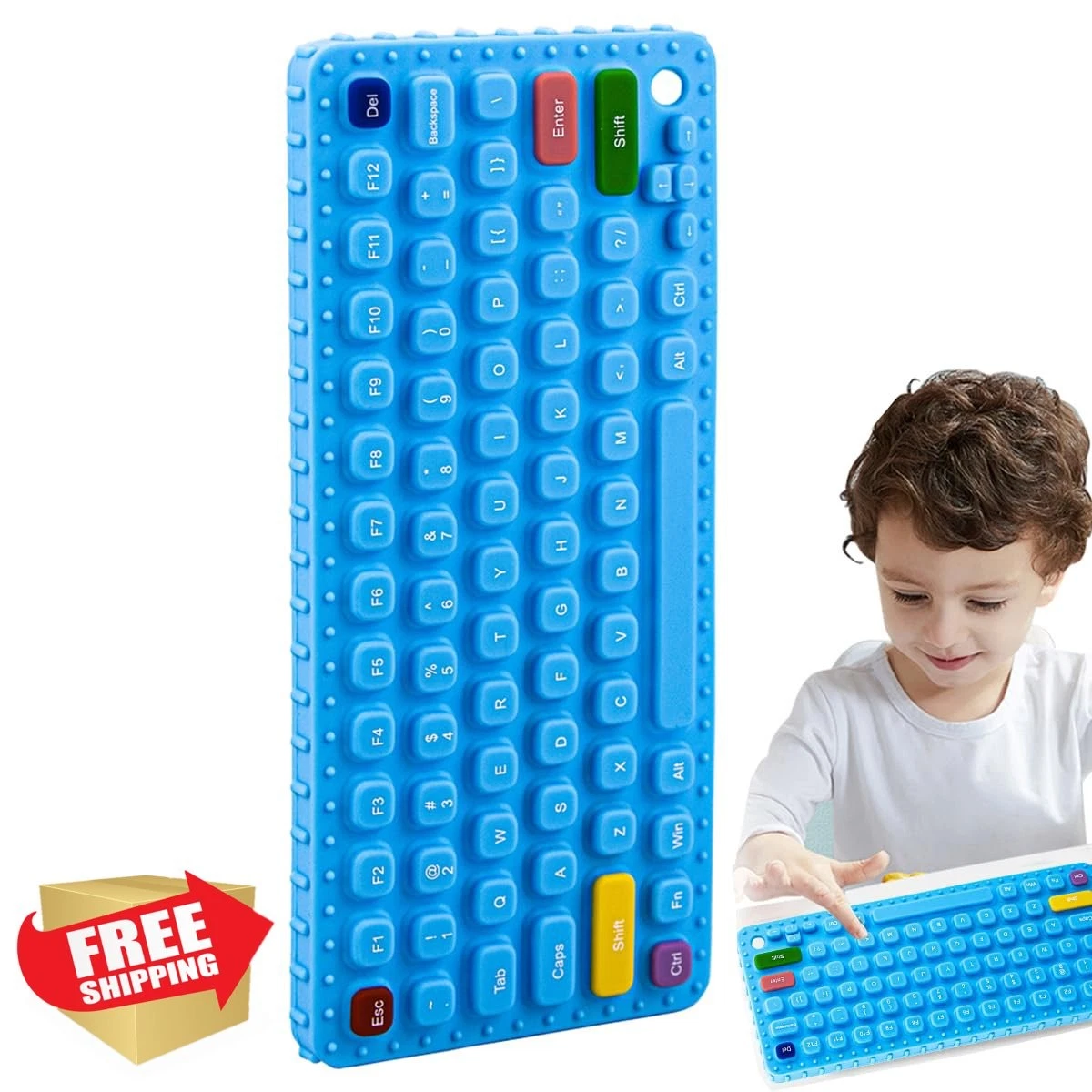 Whisary keyboard teething toy silicone blue