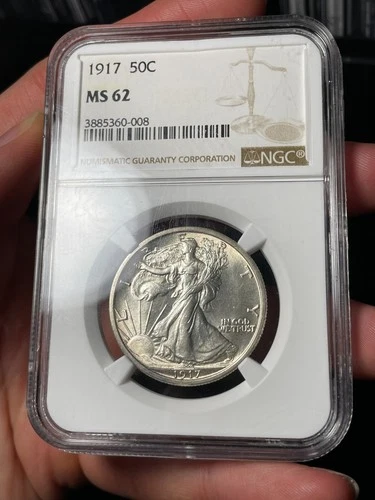 1917 NGC MS62 Walking Liberty Half Dollar Blast White
