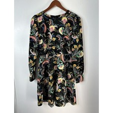 LOFT Women's Floral Print Long Sleeve Shirt Dress Multicolor Size 2 Puff Shoulde