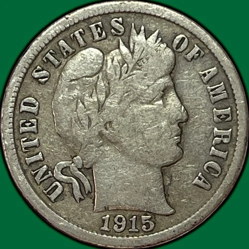 1915-S Barber Dime Silver Choice Fine F+/VF Coin #33537