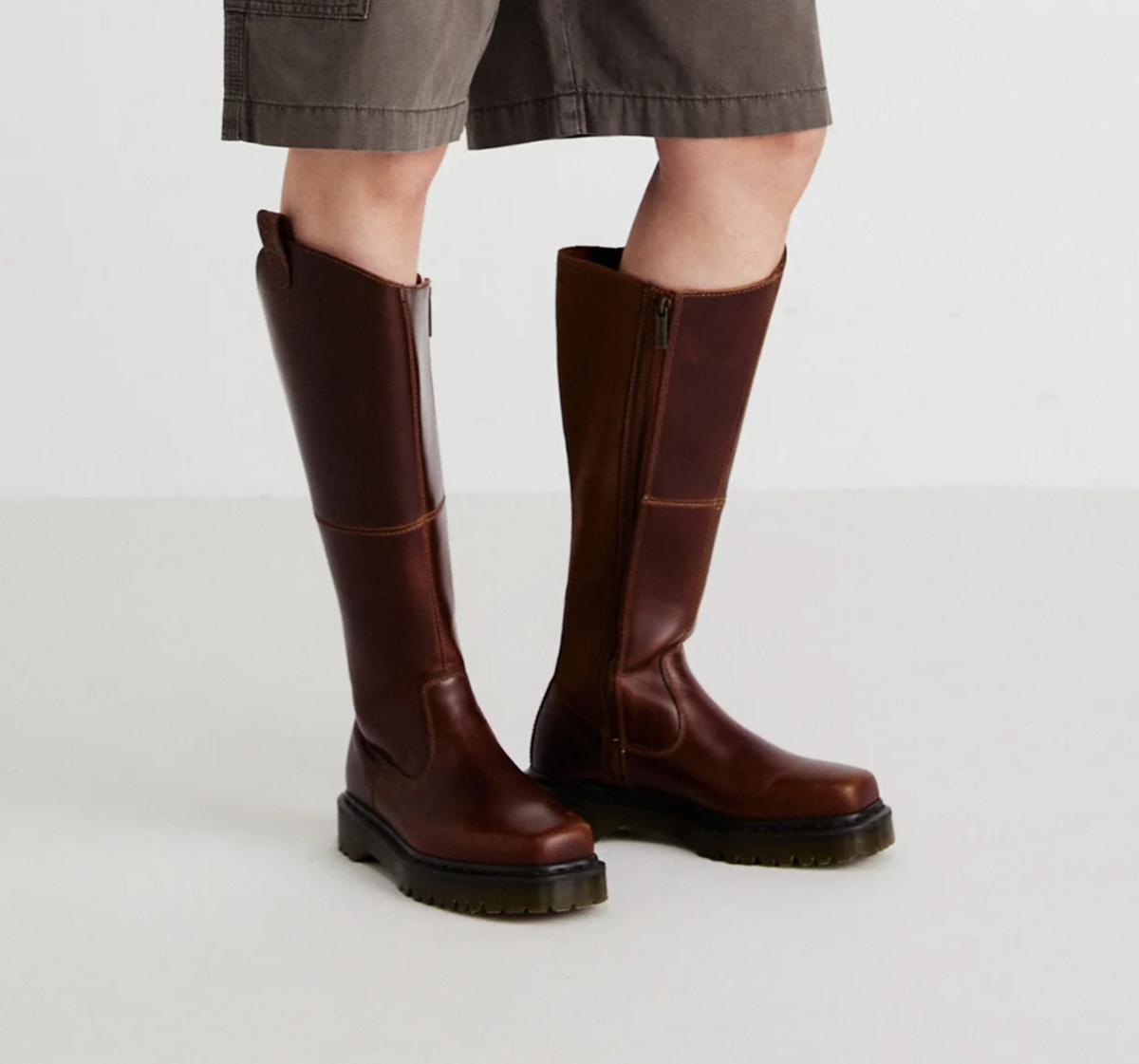 Butterscotch ~ DR. MARTENS AMAAYAH KNEE HIGH LEATHER BOOTS MSRP