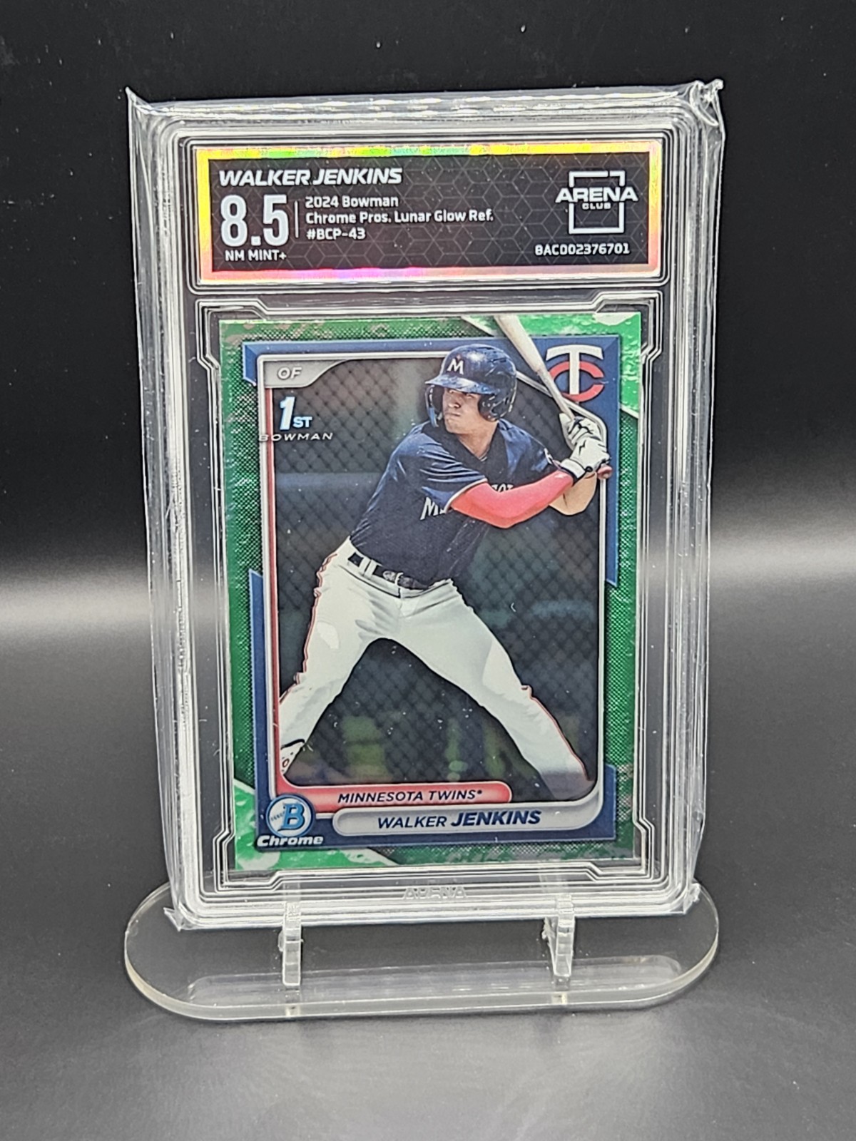 2024 Bowman Chrome WALKER JENKINS Lunar Glow Refractor GRADED 8.5 Twins #BCP-43