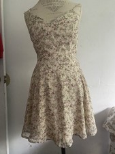 Ladies Beige Floral Dress, Size Medium, Tie-back Closure, SHEIN