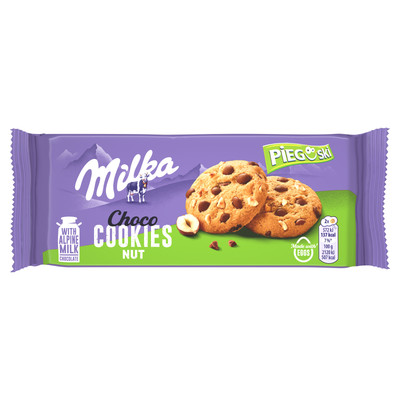 5906747312138 Milka Pieguski Choco Cookies Nut Ciasteczka z kawałkami czekolady 