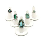 Southwest Sterling Turquoise Malachite Shadow Box Inlay Ring Lot of 5 #S5639-2 — photo 1