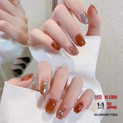Artificial Finger Nails Short Length, 24Pcs Full Cover R683 Halo Dyeing