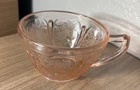 1930s Jeannette Glass Pink Depression Cherry Blossom UV Manganese Tea Cup