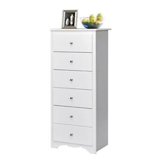 6 Drawer Chest Dresser Clothes Storage Bedroom Tall Furniture Cabinet White