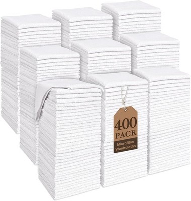 White Washcloths Bulk 400 Pack, Highly Absorbent & Quick Drying Face Towels,