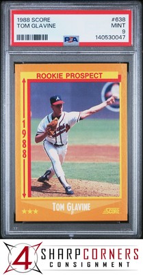 1988 SCORE #638 TOM GLAVINE RC BRAVES HOF ROOKIE PROSPECT PSA 9