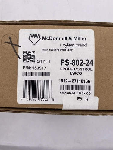 MCDONNEL & MILLER XYLEM 1" PROBE CONTROL PS-802-24 153917 LOW WATER CUT-OFF LWCO