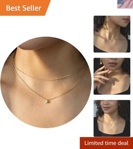 Authentic Layered Necklaces for Women - 14K Dainty Gold Plated Layering Chokers Necklac...