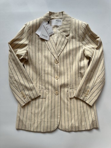 Selected femme Anthropologie pinstripe button down tailored blazer Size 42 - Picture 2 of 8