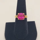 Vtg Ross Simons Gold Vermeil Sterling 925 Cushion Cut Pink Glass Stone Size 7