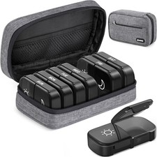 XL Weekly Pill Organizer 7 Day AM PM Travel Medicine Box with Canvas Bag