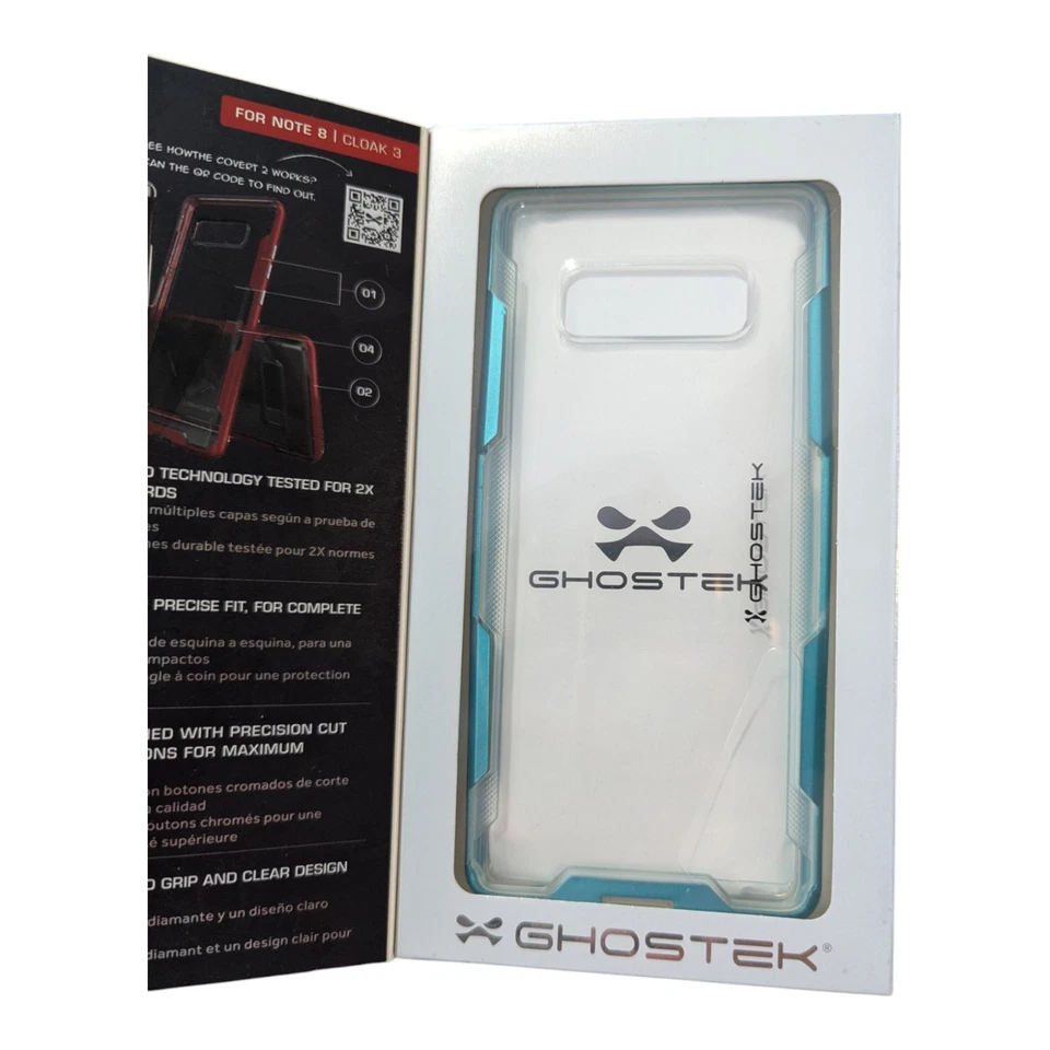 O7. Funda protectora transparente Ghostek Cloak 3 para Samsung Galaxy Note 8 verde azulado parachoques Foto 2 de 2