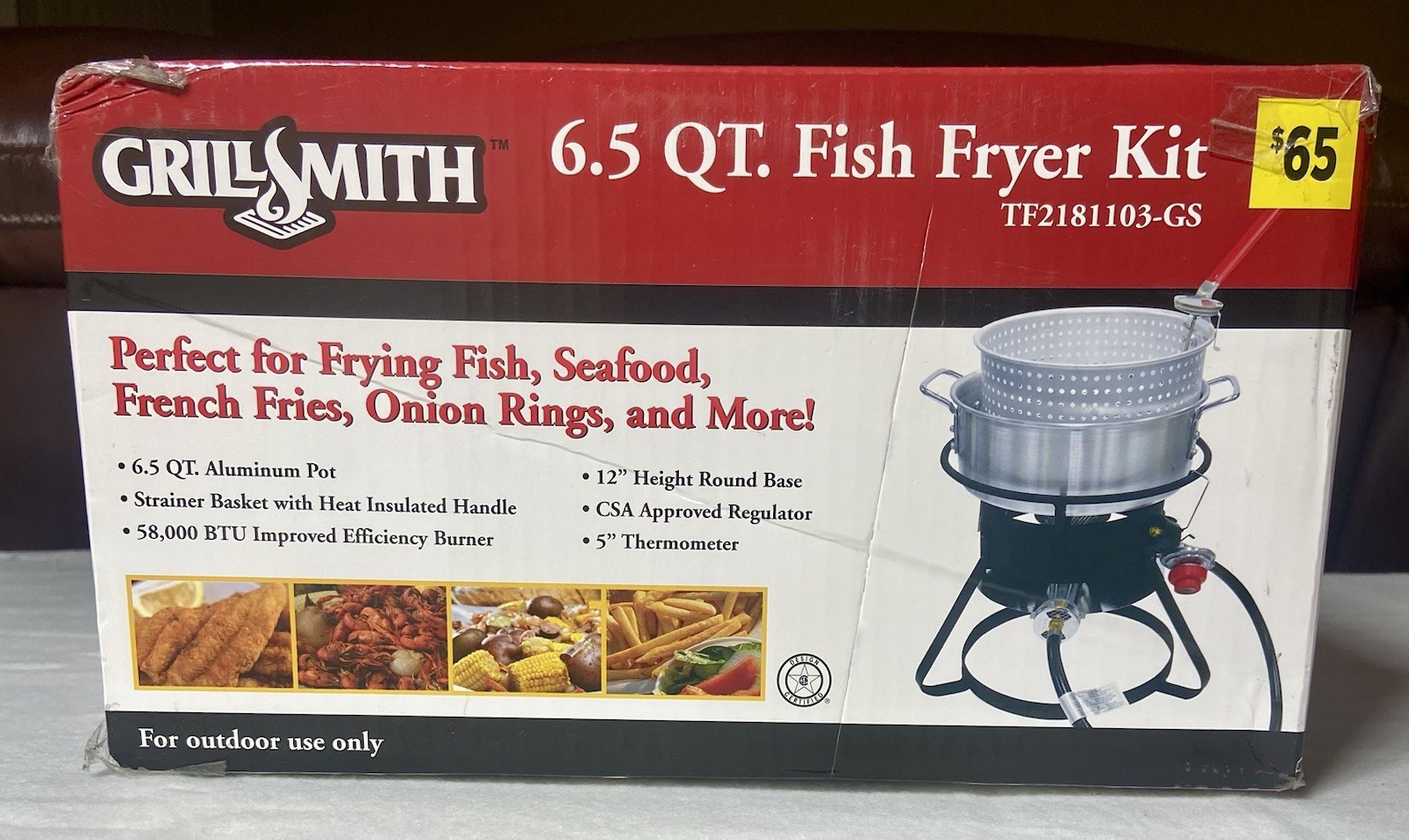 GrillSmith 6.5qt Fish Fryer Kit For Frying Fish Seafood French Fries & Much More