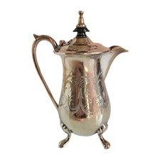 VTG E.R.N.S.  Silver Plate Creamer 4 Footed Hinged Lid 6"  Stamped #37  Rare 