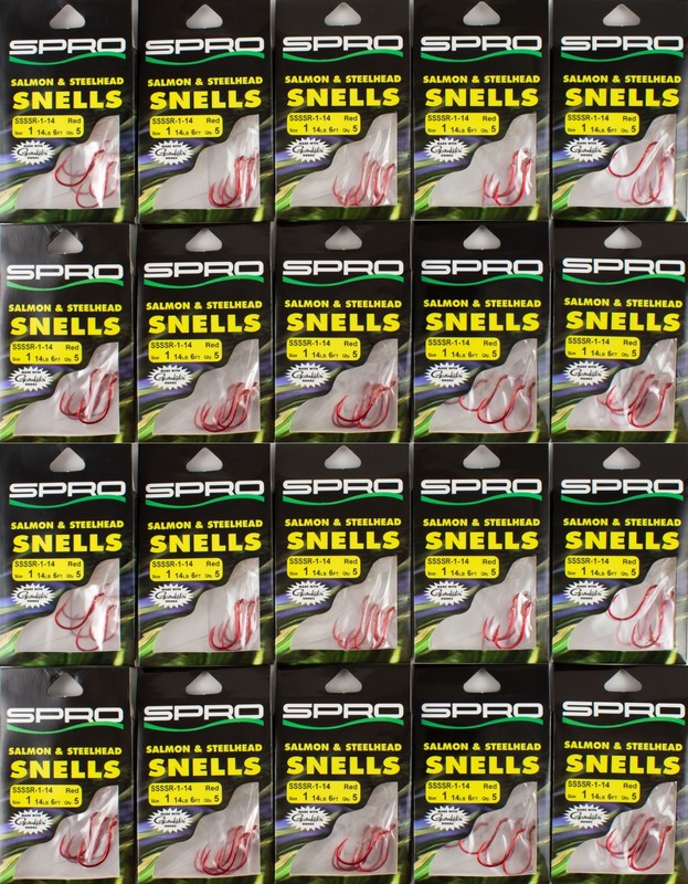 (LOT OF 20) SPRO SALMON AND STEELHEAD LEADER RED HOOK SIZE 1 SSSSR-1-14 K2107