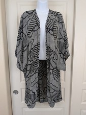 Anthropologie Bel Kazan Kyra Duster Kimono Black White Lightweight One Size
