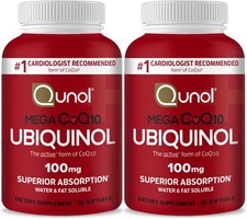 Qunol Mega Ubiquinol CoQ10 100mg Superior Absorption Heart Health 60ct x 2 bots