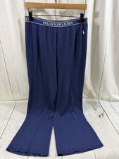 VTG Polo Ralph Lauren Waffle Knit Lounge Pants Mens M Small Pony Blue