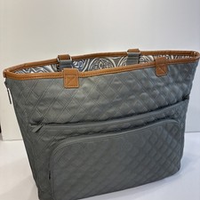 Thirty-One Double Take Tote Grey Quilted Diam...
