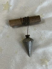 Vintage Antique Steel Plumb Bob with Original Wooden Spool Lead Weight Tool