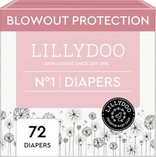 LILLYDOO Baby Diapers - Size 1 4-11 lbs , Half-Monthly Supply 72 1, White