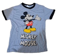 NEW Disney Youth Mickey Mouse Short Sleeve Ringer T-Shirt Gray Size XL