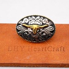 5X 35 25MM Western Cowboy Longhorn Bull Skull Flower Leather Craft Belt CONCHOS