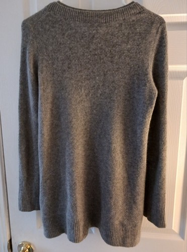 Kenar grau 100% 2-fädig Kaschmir Rundhals Tunika Pullover mit Seitenschlitzen Gr. M - Bild 4 von 7