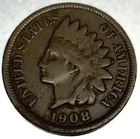 1908 Indian Head Penny Cent Very Good Condition 1c One Cent US Coin - 2445