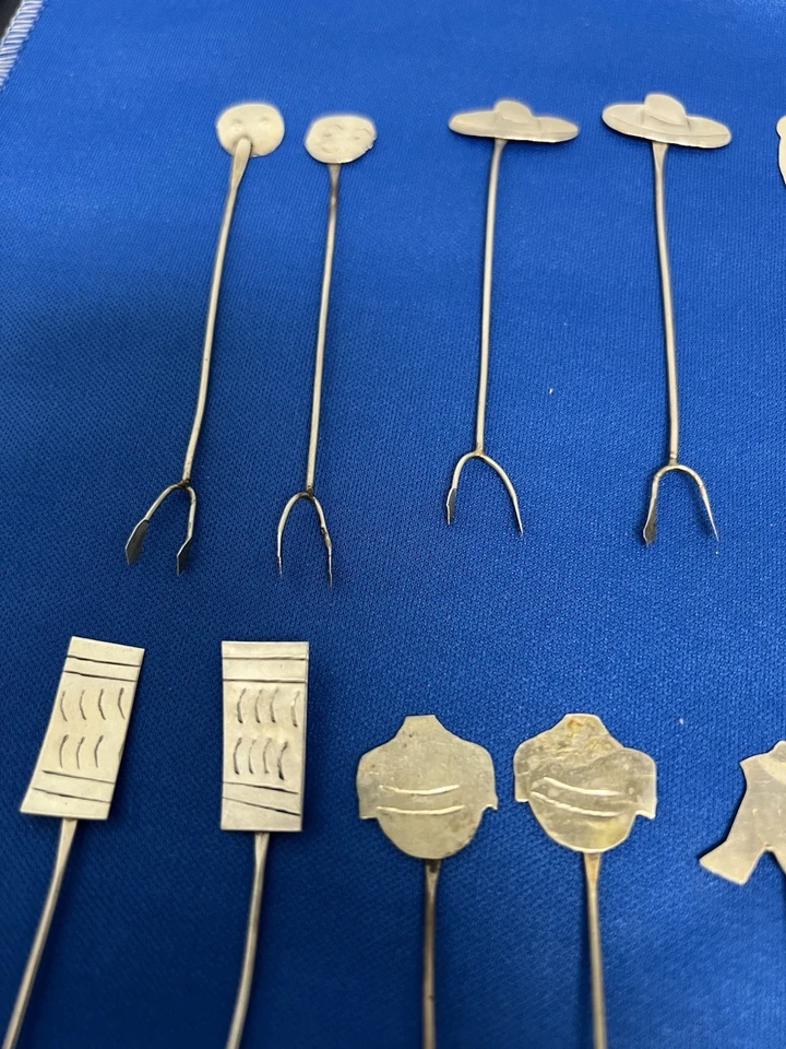 Conjunto de 22 garfos vintage de prata esterlina Taxco para coquetel/azeitona modernista mexicano - Imagem 4 de 4