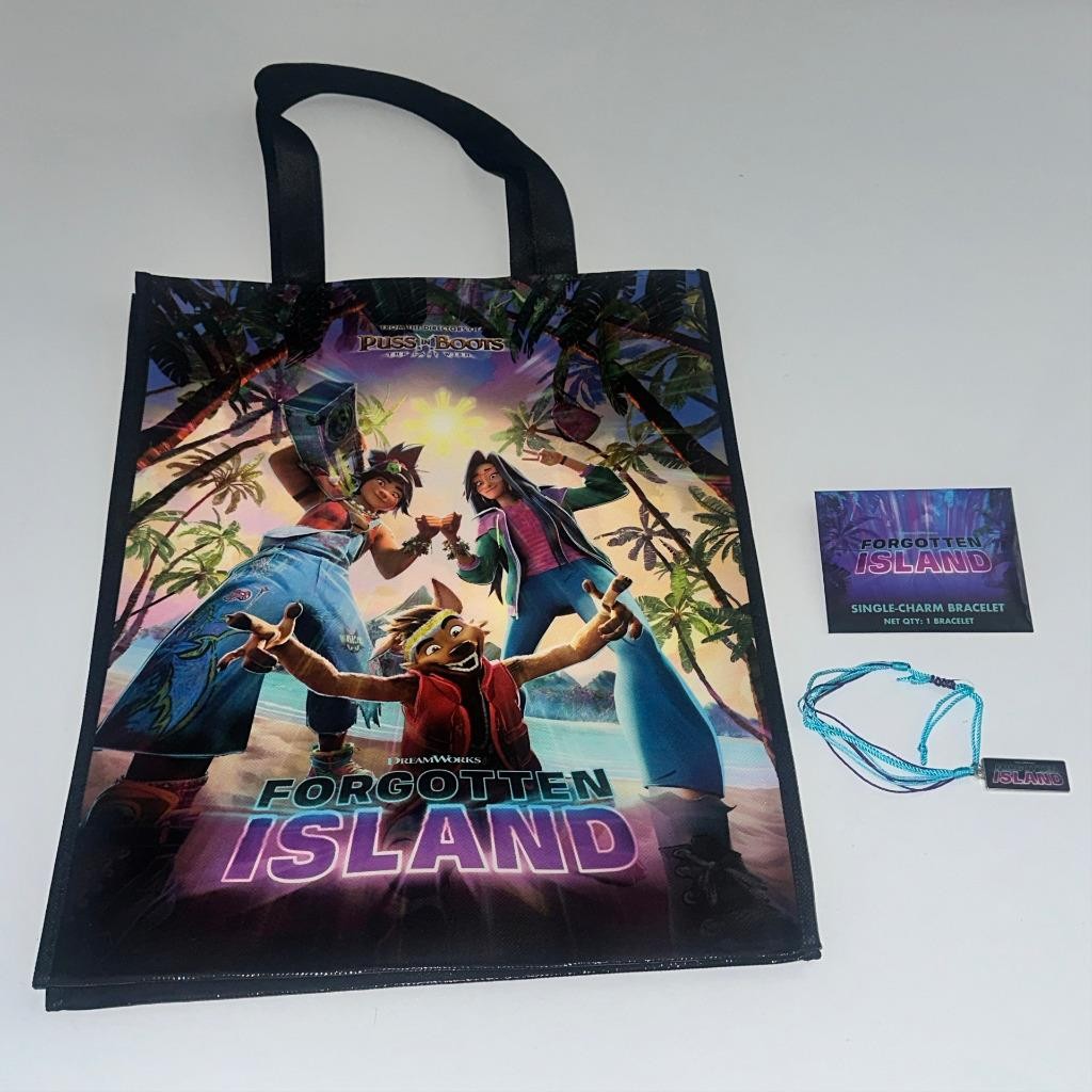 DreamWorks Forgotten Island (2026) Promo Tote Bag and Single Charm Bracelet
