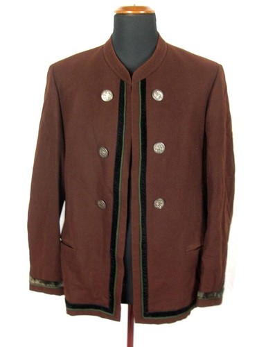 VINTAGE AUSTRIA MAKOWITZ Tirol TRADITIONAL TRACHTEN MEN'S TUNIC JACKET W/ VELVET
