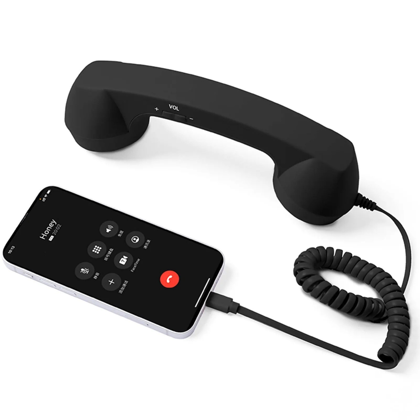 Retro Phone Handset USB-C Wired Handsets Style Landline Handle Receiver Black