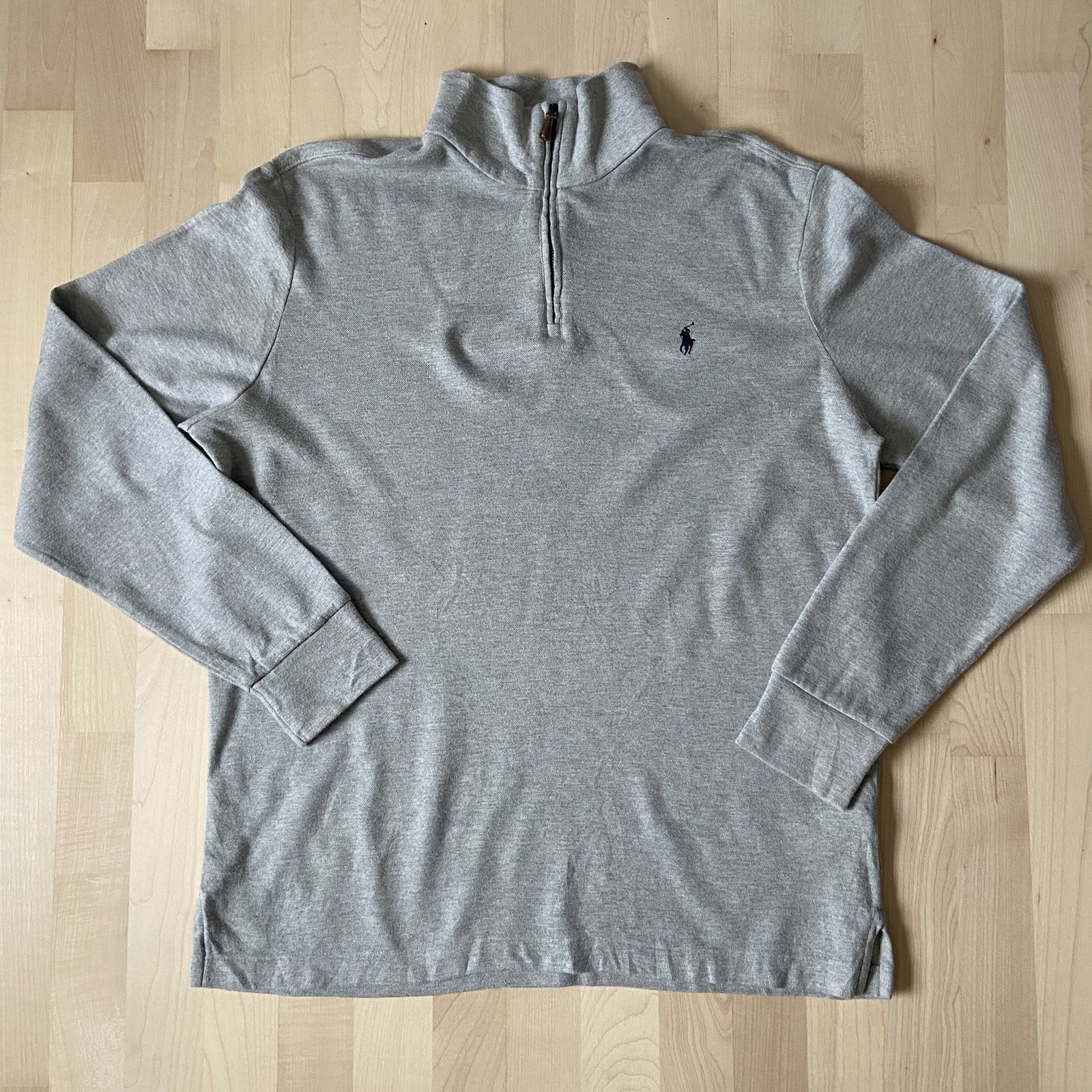 Polo Ralph Lauren Grey Heather 1/2 Half Zip Estate Rib Sweater Grey L