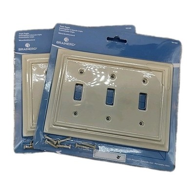 Brainerd Architectural Triple Switch Wall Plate-Light Almond--LOT OF 2 [78]