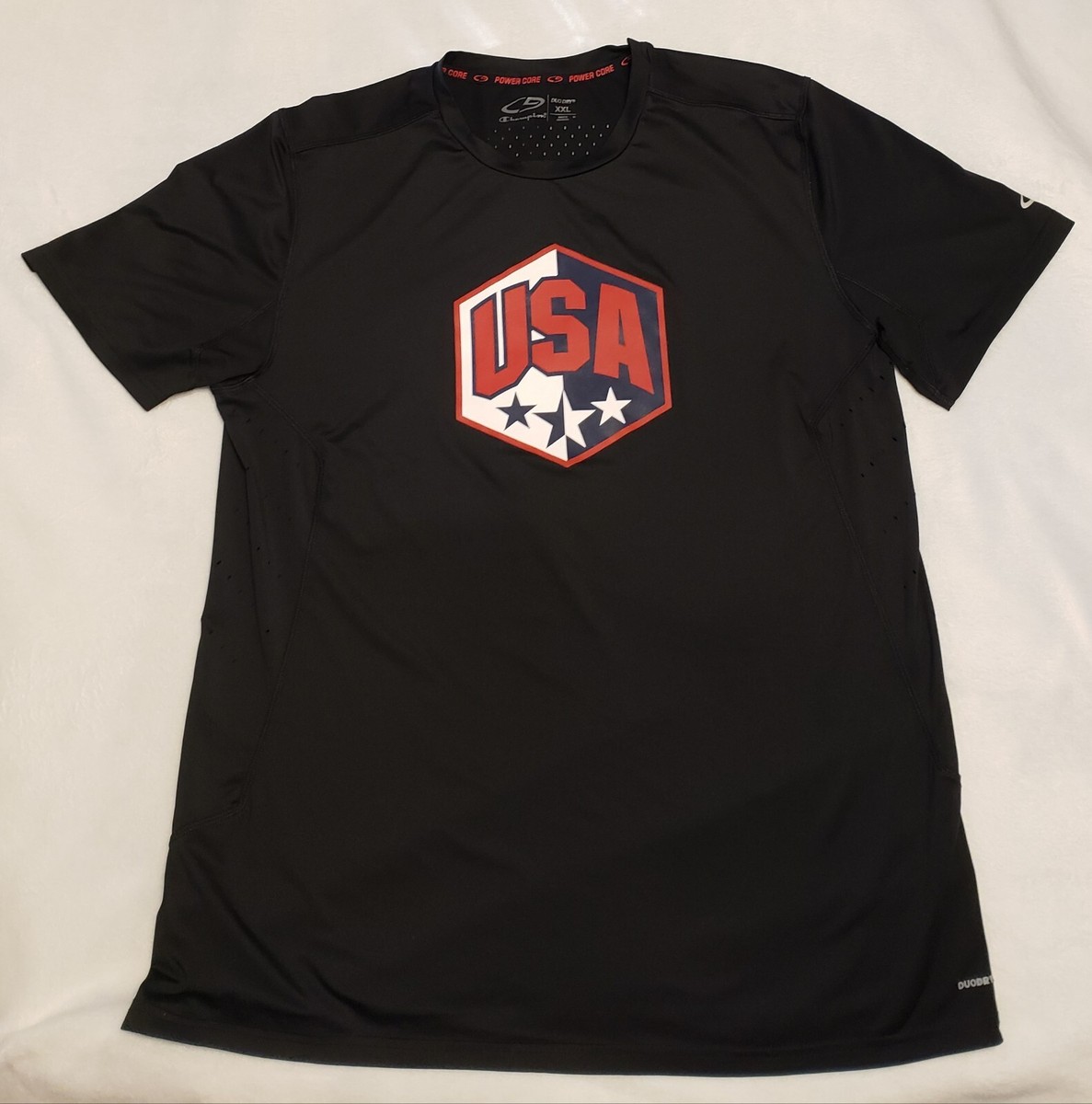 CHAMPION DRI-FIT XXL POWERCORE SHORT SLEEVE SHIRT USA SOCCER