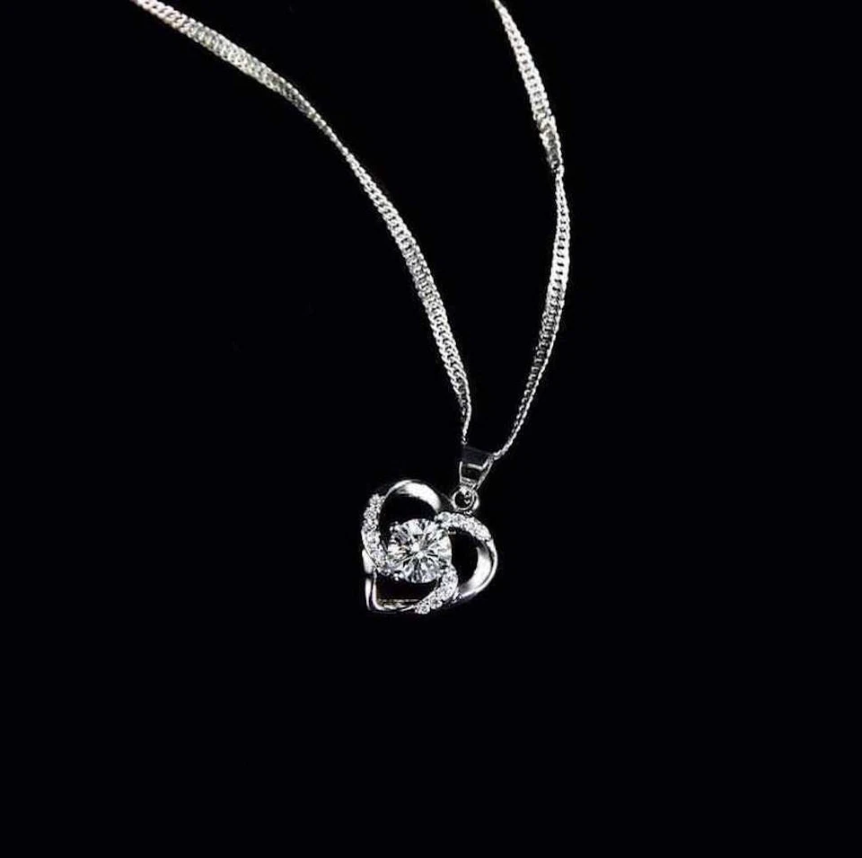 HALSKETTE 925 STERLING SILBER PLATTIERT WEIß HERZ KETTE ZIRKONIA DAMEN SCHMUCK - Bild 2 von 4