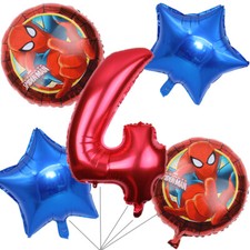 Spiderman Balloons 4th Birthday 5 pcs - Party Supplies Decorations