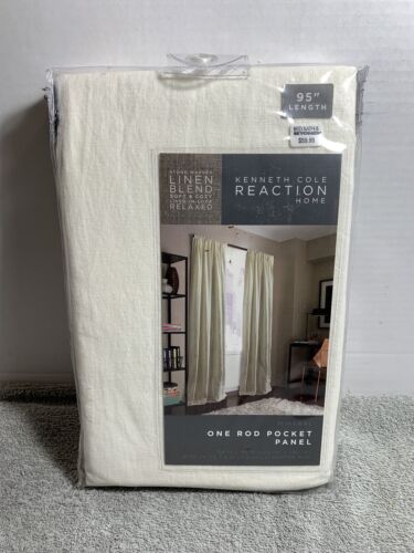 Kenneth Cole Reaction Home Mineral 1 Rod Pocket Panel 48” X 95” Ivory - Afbeelding 1 van 3