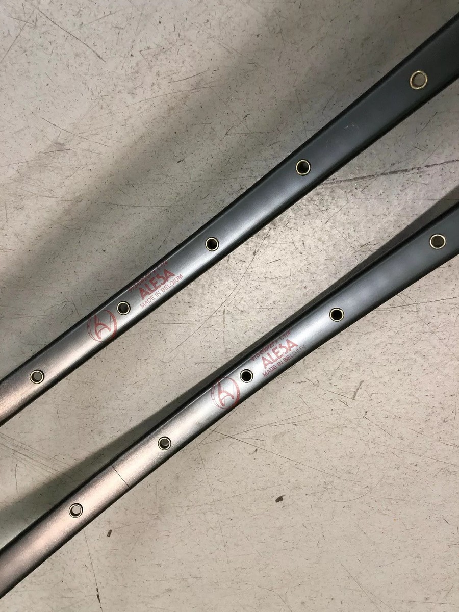 2 Vintage NOS ALESA 27”x1 1/4”Rims Clinchers Anodize 32H Dark Grey