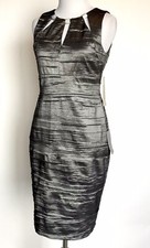 Adrianna Papell Cutout Diamanté Silver Dress NWT Size 2P Retail $148 Price $79