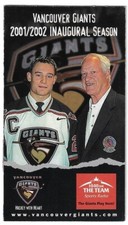 2001-02 Vancouver Giants WHL Hockey Schedule !!! Many Sponsors (GORDIE HOWE)