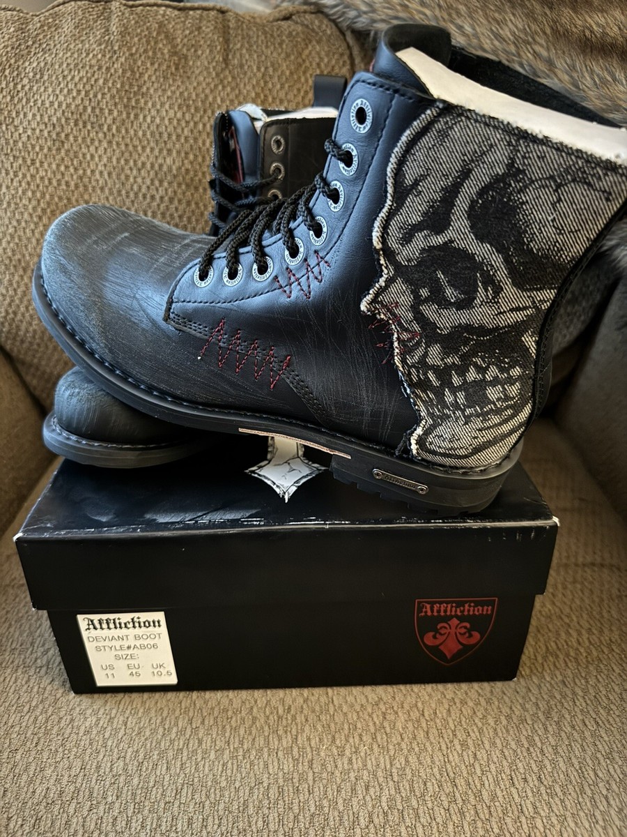 RARE NOS Vintage Affliction Deviant Combat Boots Shoes Men