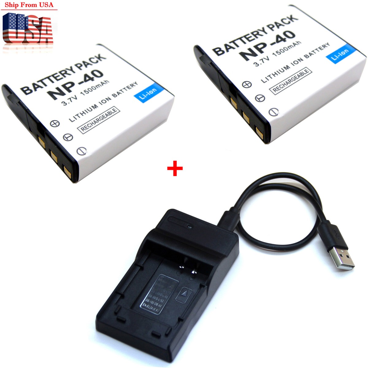 Battery / Charger For NP-40 NP40 Casio Exilim Zoom EX-Z50 EX-Z55