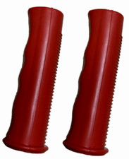 PAIR OF 22MM RED FLEXIBLE SOFT RUBBER HANDLE GRIPS FOR WHEELBARROWS - BRAND NEW