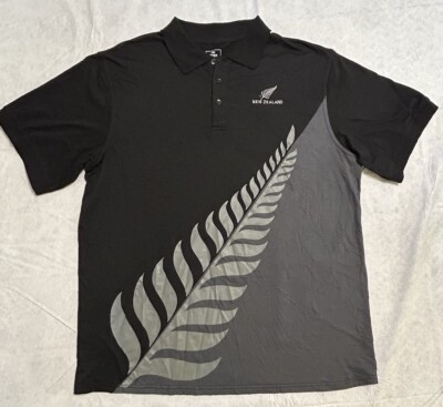 The Fern Brand New Zealand Black Polo Shirt Mens Size XL Short Sleeve 